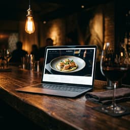 Portátil mostrando el diseño de una web de restaurante